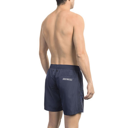 Blauwe polyester heren zwemshort