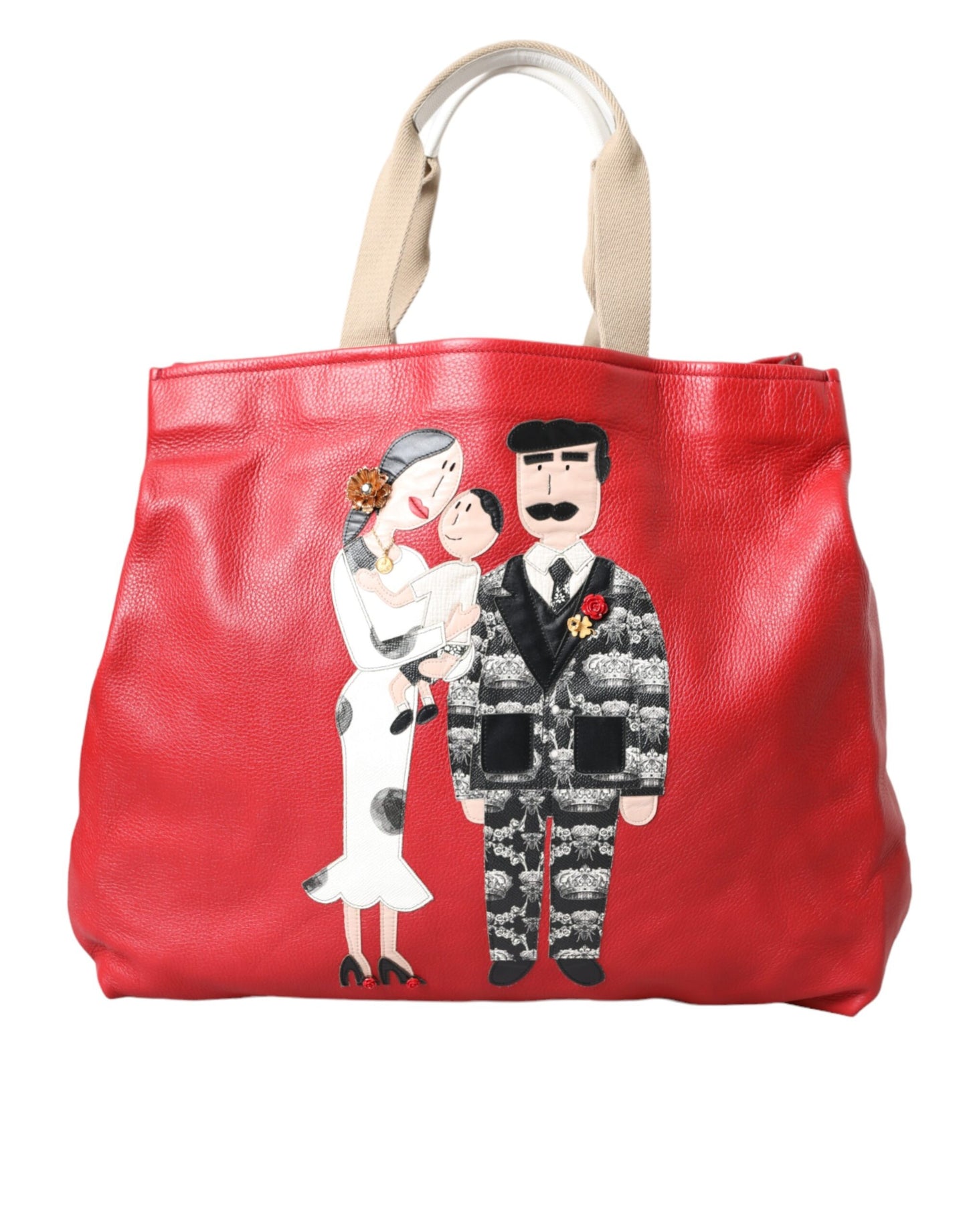 Rode leren #DGFamily Patch Shopping Tote Bag