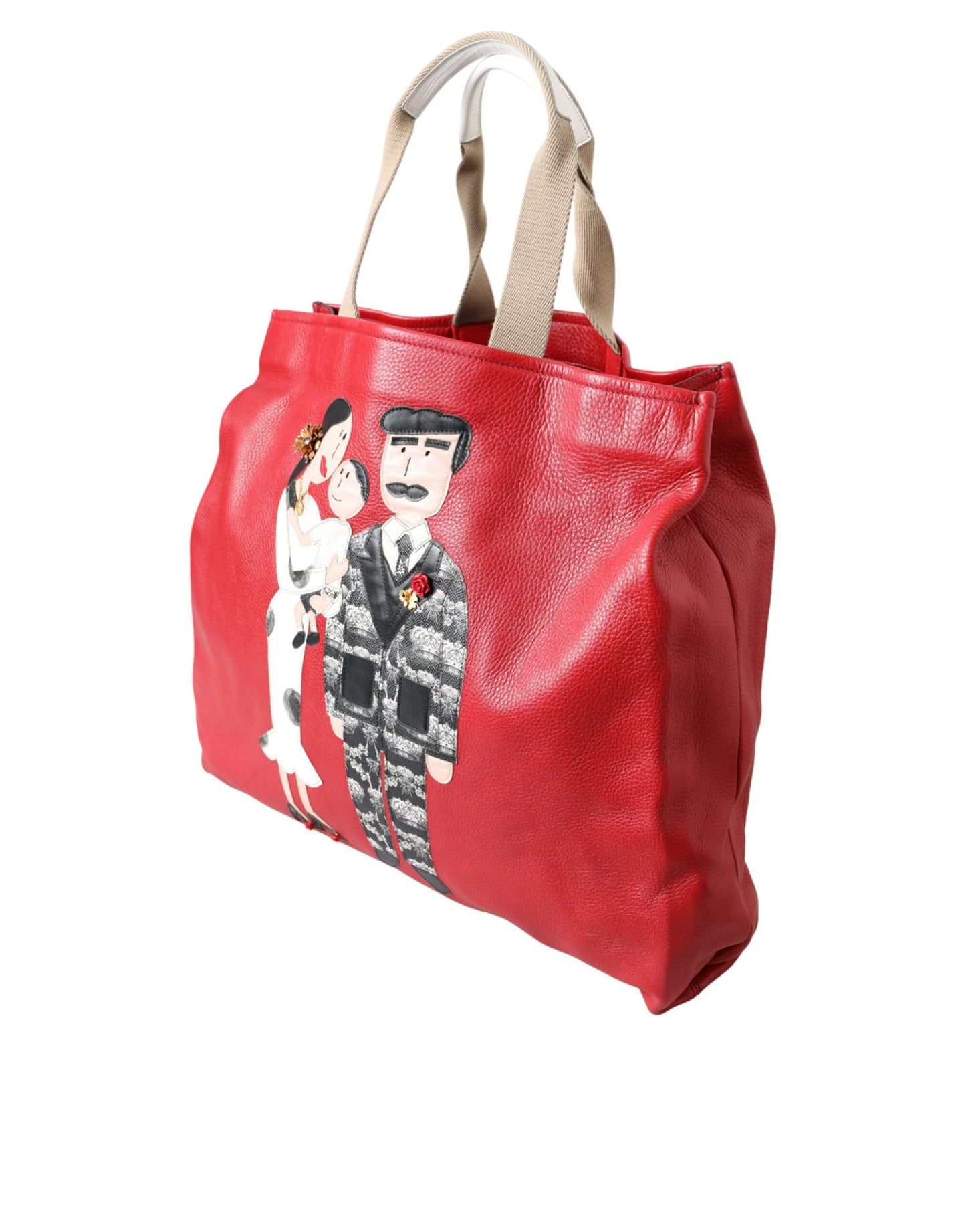 Rode leren #DGFamily Patch Shopping Tote Bag