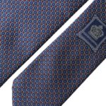 Navy Blue Silk Patterned Adjustable Men Tie