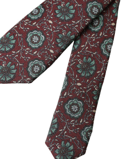 Maroon Floral 100% Zijden Verstelbare Heren Stropdas