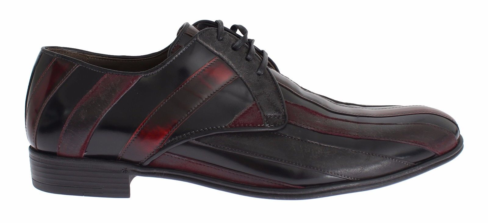 Elegante zwarte bordeaux gestreepte leren schoenen