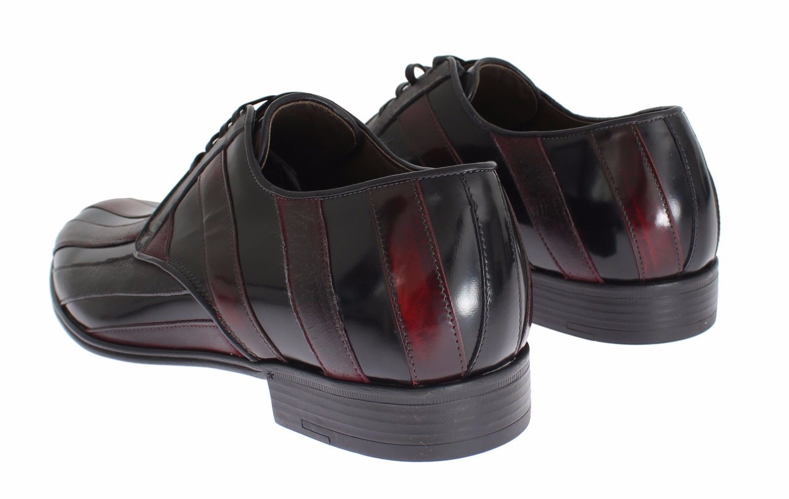 Elegante zwarte bordeaux gestreepte leren schoenen