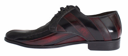 Elegante zwarte bordeaux gestreepte leren schoenen