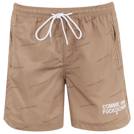 Beige Polyester Men Swim Short