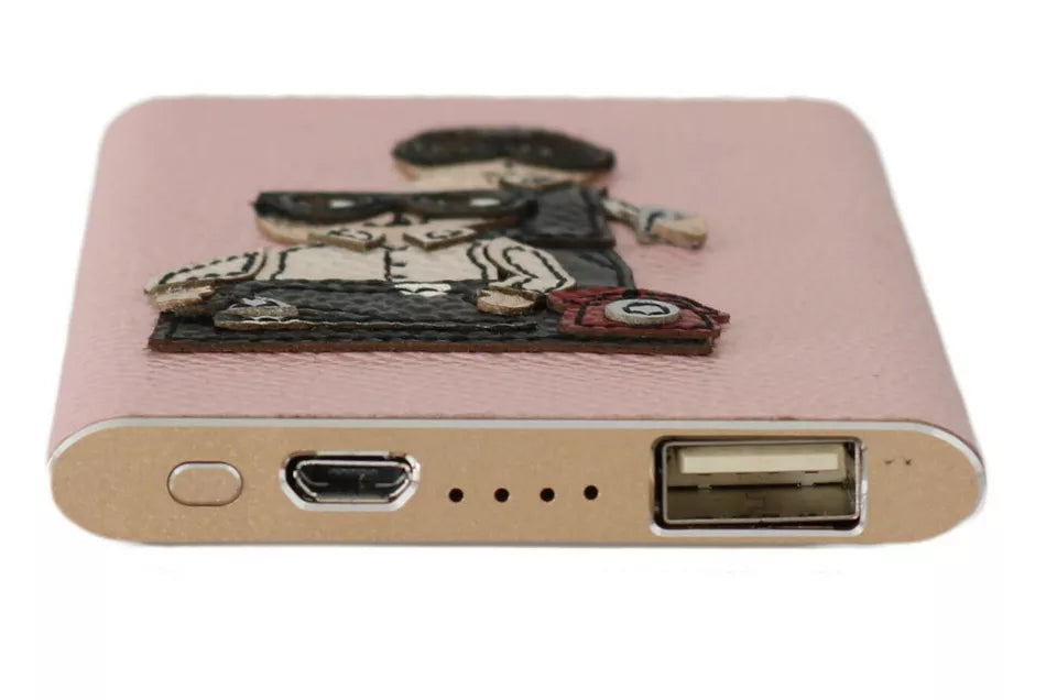 Chique roze leren powerbank