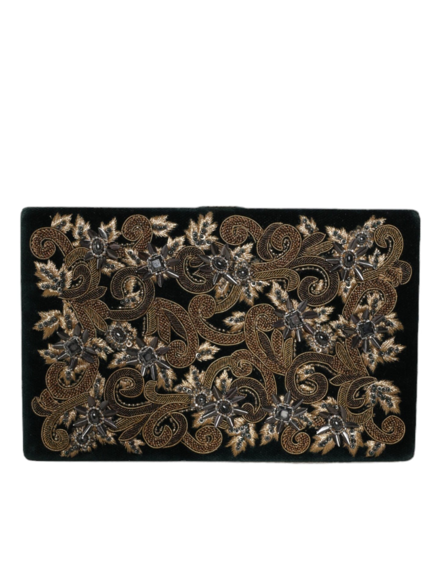 Zwarte fluwelen clutch met gouden frame, avondfeesttas