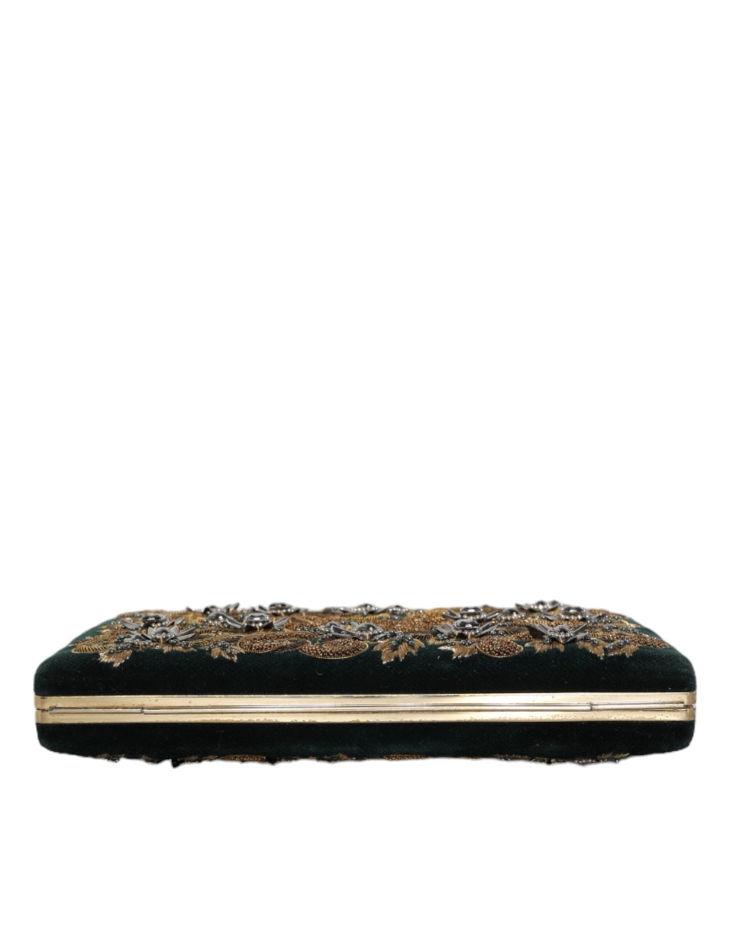 Zwarte fluwelen clutch met gouden frame, avondfeesttas