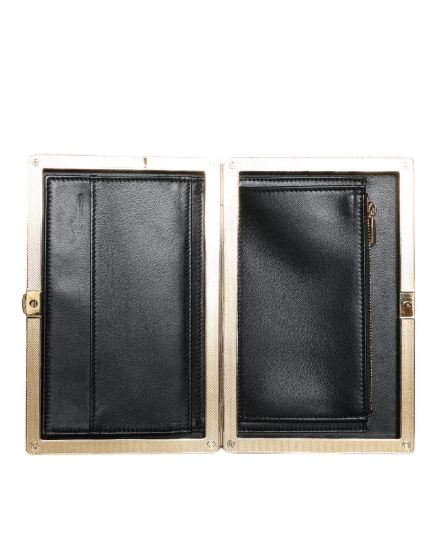 Zwarte fluwelen clutch met gouden frame, avondfeesttas