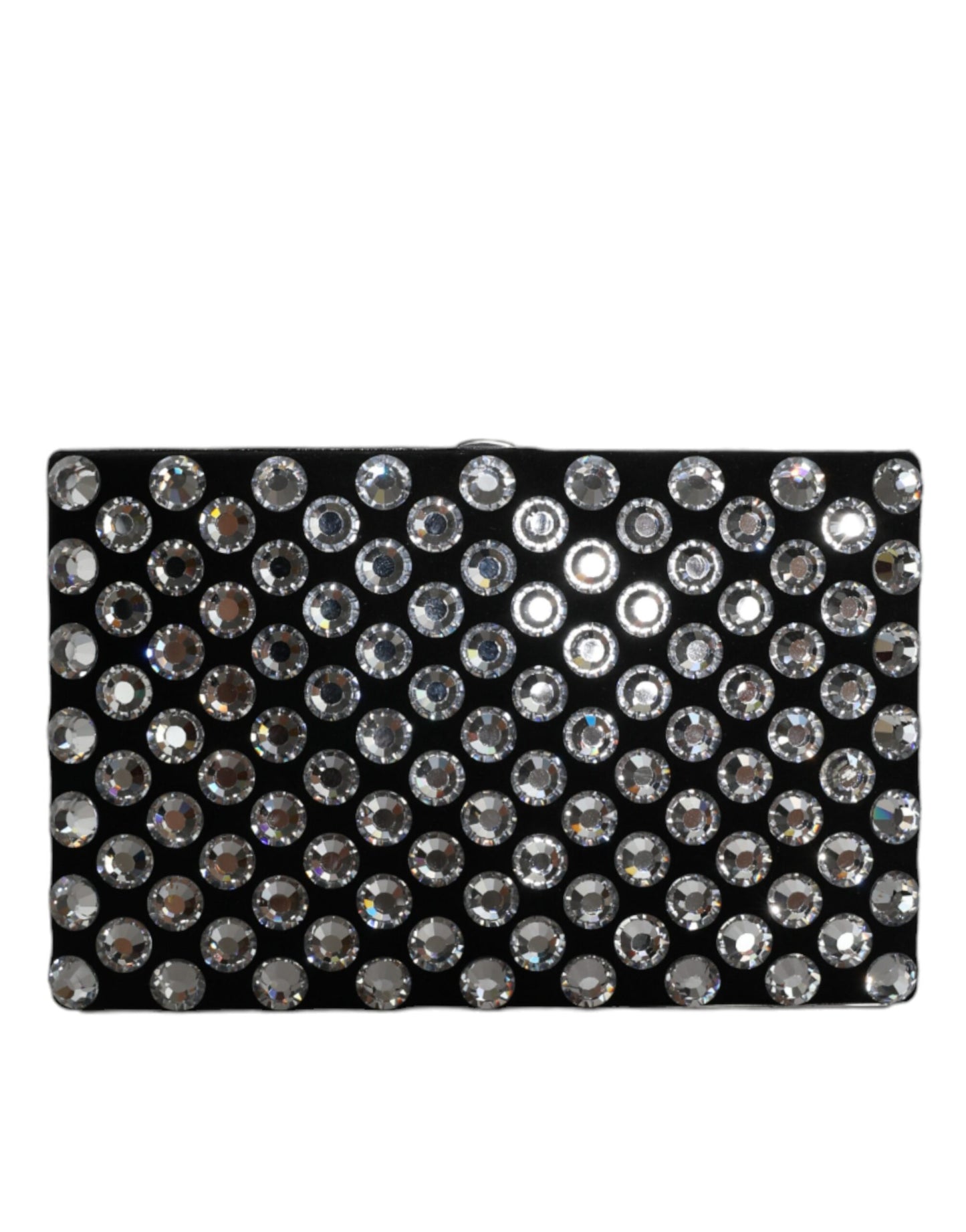 Zwarte fluwelen clutch met kristallen, avondfeesttas