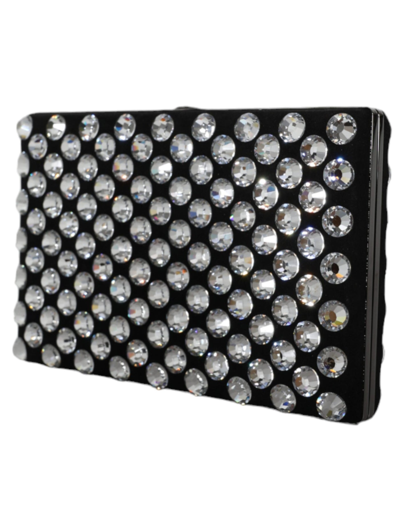 Zwarte fluwelen clutch met kristallen, avondfeesttas