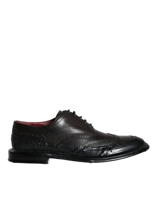 Zwarte leren Oxford Wingtip formele herenschoenen