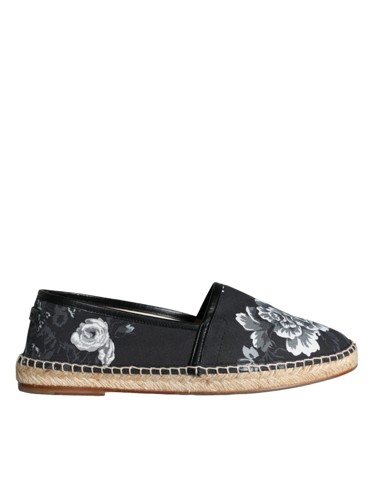 Zwarte bloemen katoenen leren espadrilles schoenen