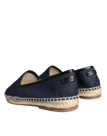 Blauwe denim katoenen leren espadrilles schoenen