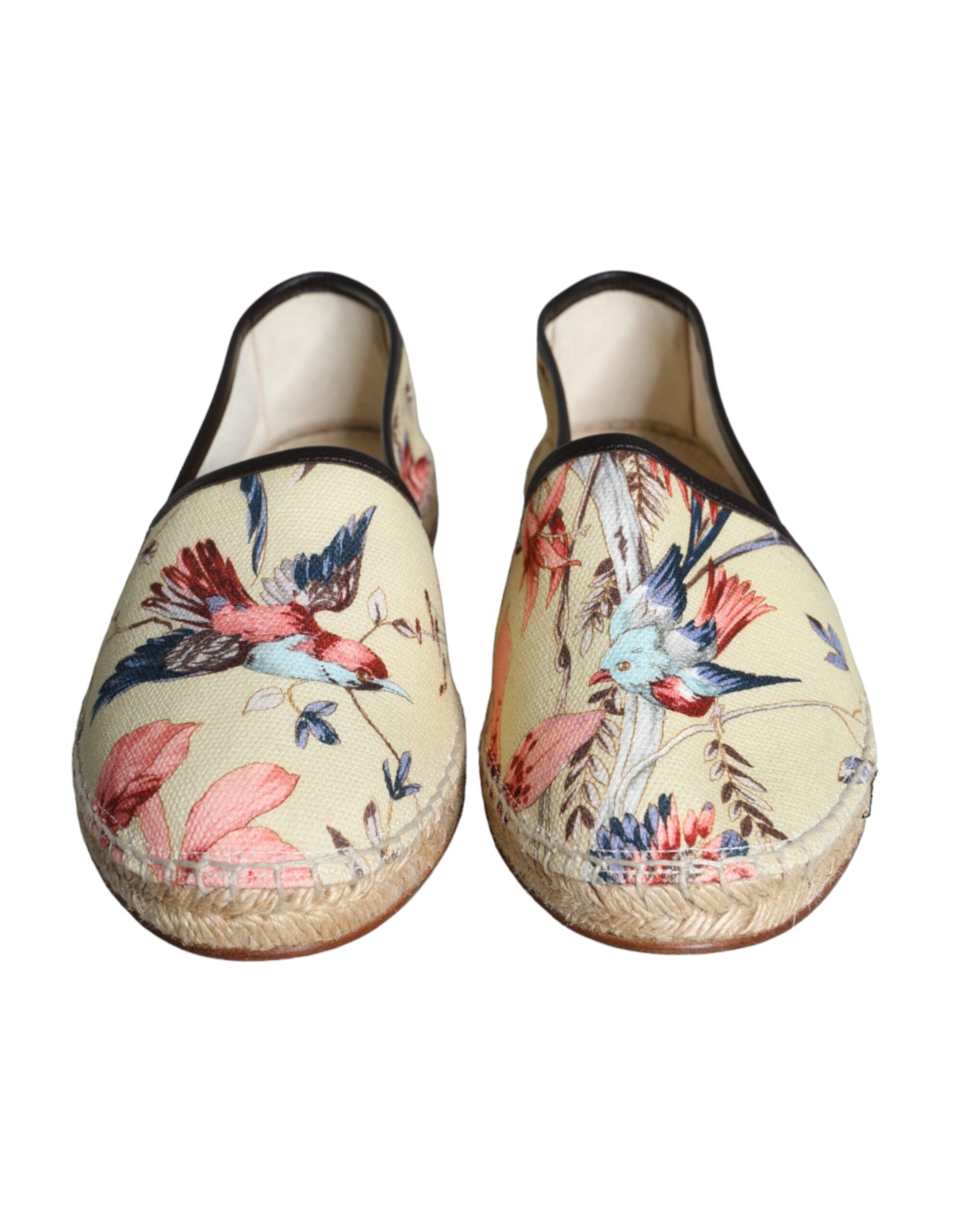 Beige bloemen canvas espadrilles instappers