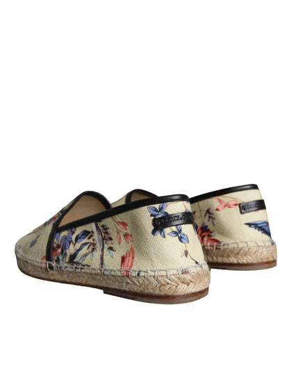 Beige bloemen canvas espadrilles instappers