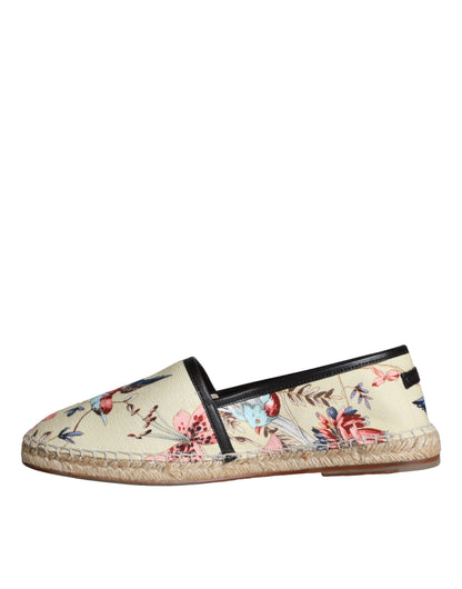 Beige bloemen canvas espadrilles instappers