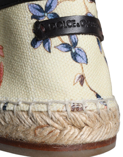 Beige bloemen canvas espadrilles instappers