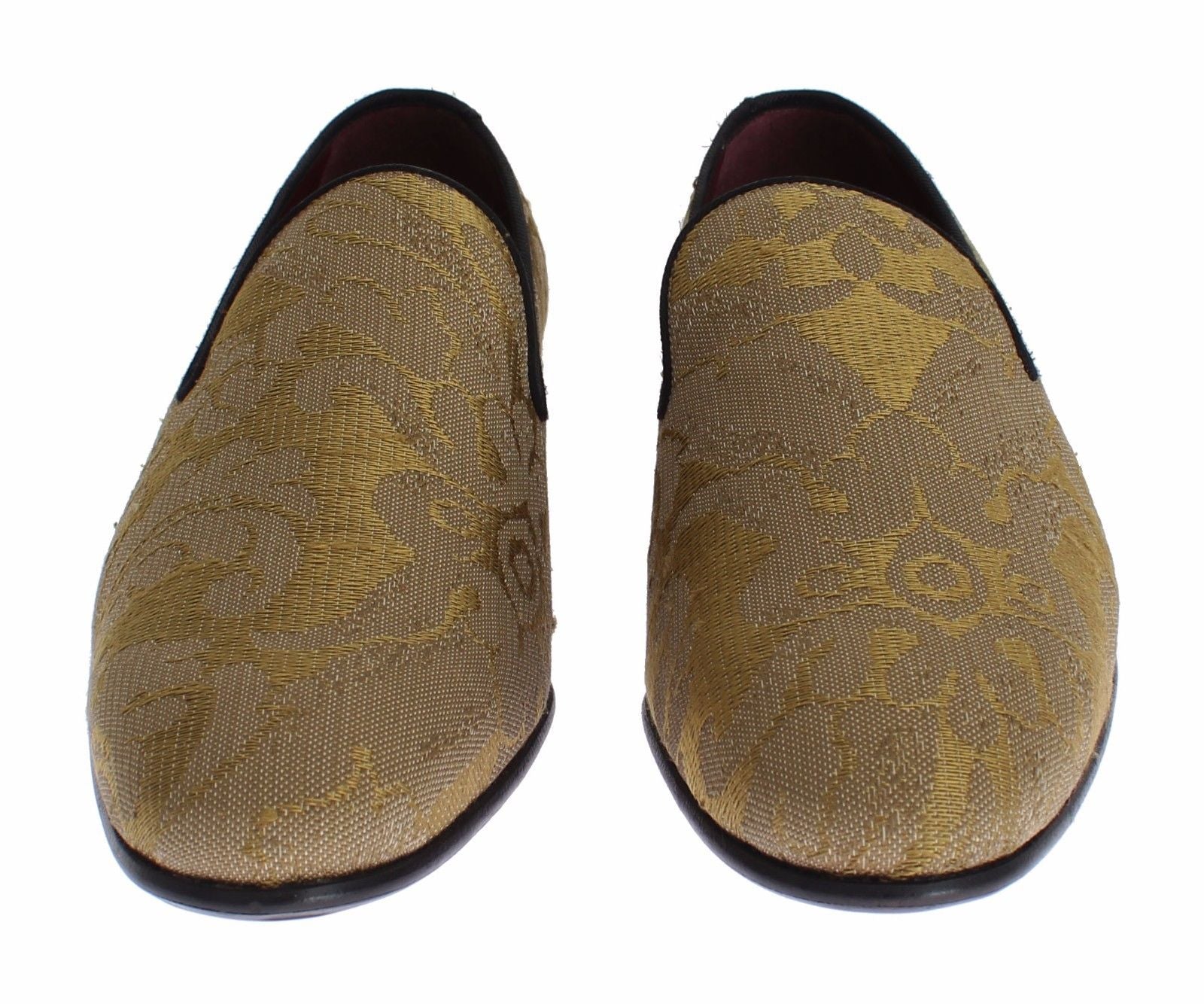 Gouden barokke zijden jurk loafers