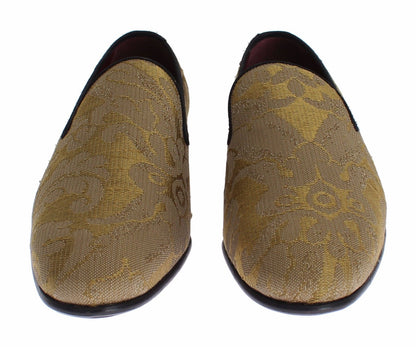 Gouden barokke zijden jurk loafers