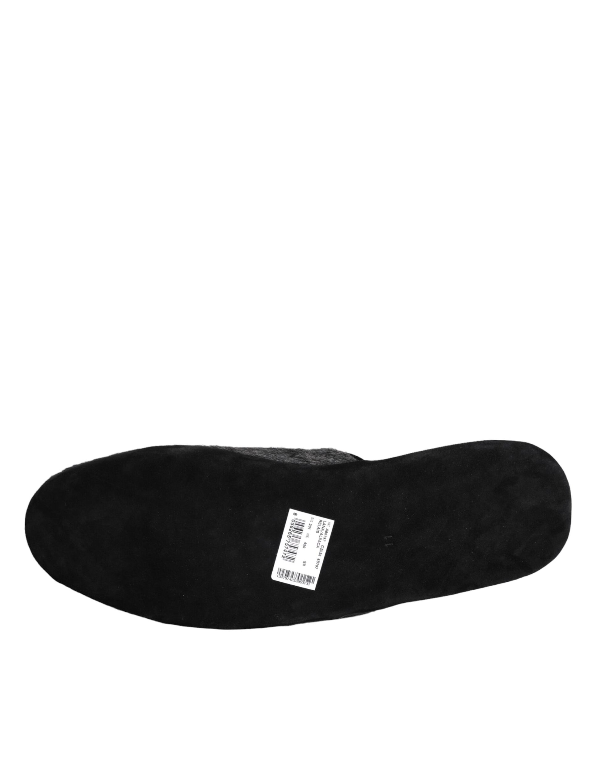 Black Faux Fur Slides Slippers Slip On Shoes