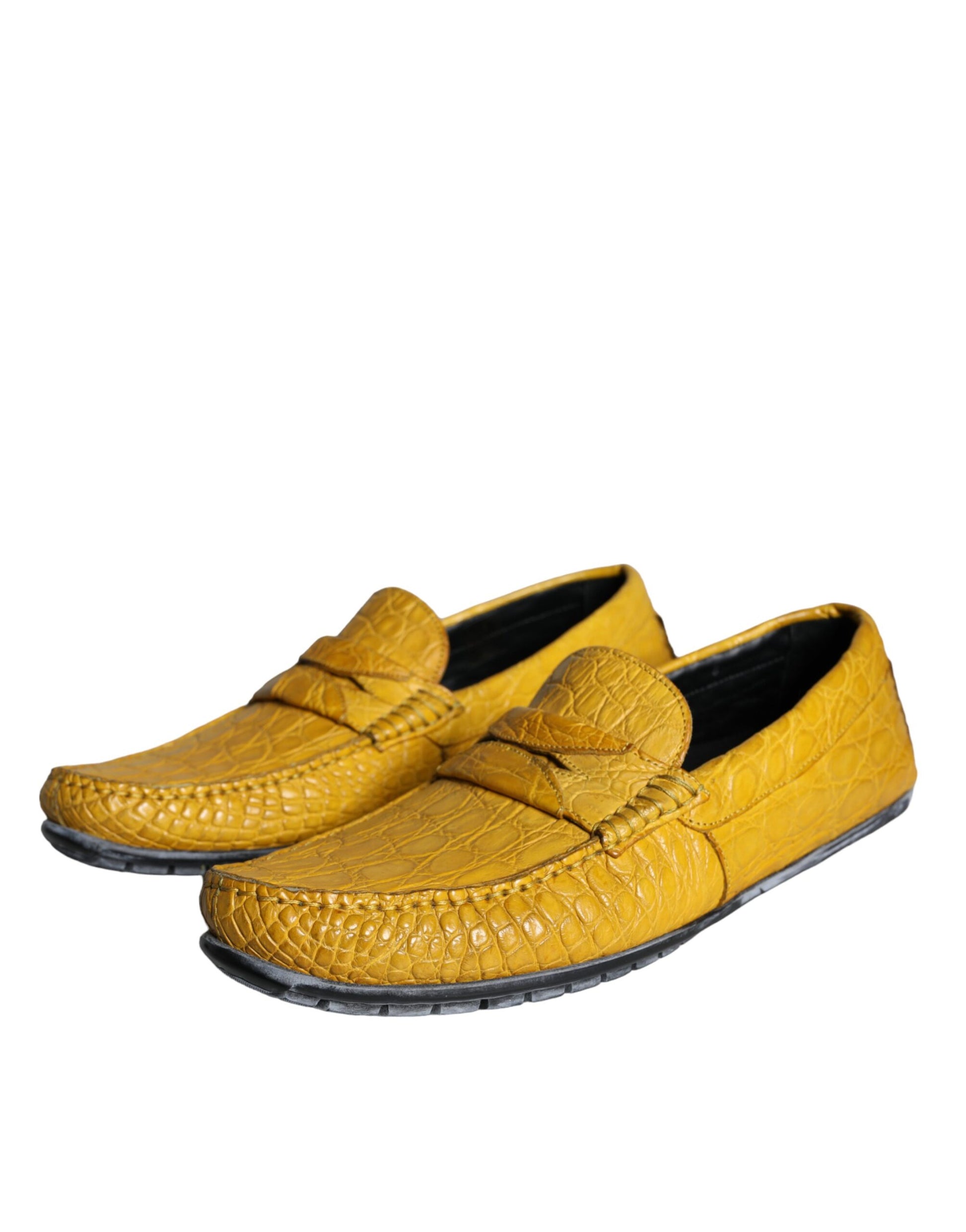 Gele leren slip mocassin loafers schoenen