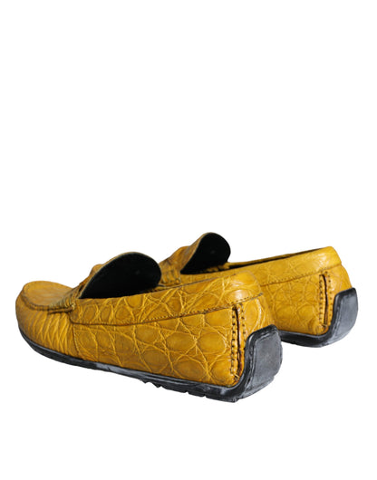 Gele leren slip mocassin loafers schoenen