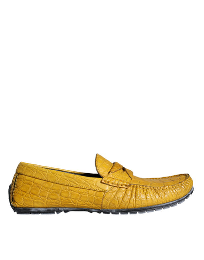 Gele leren slip mocassin loafers schoenen