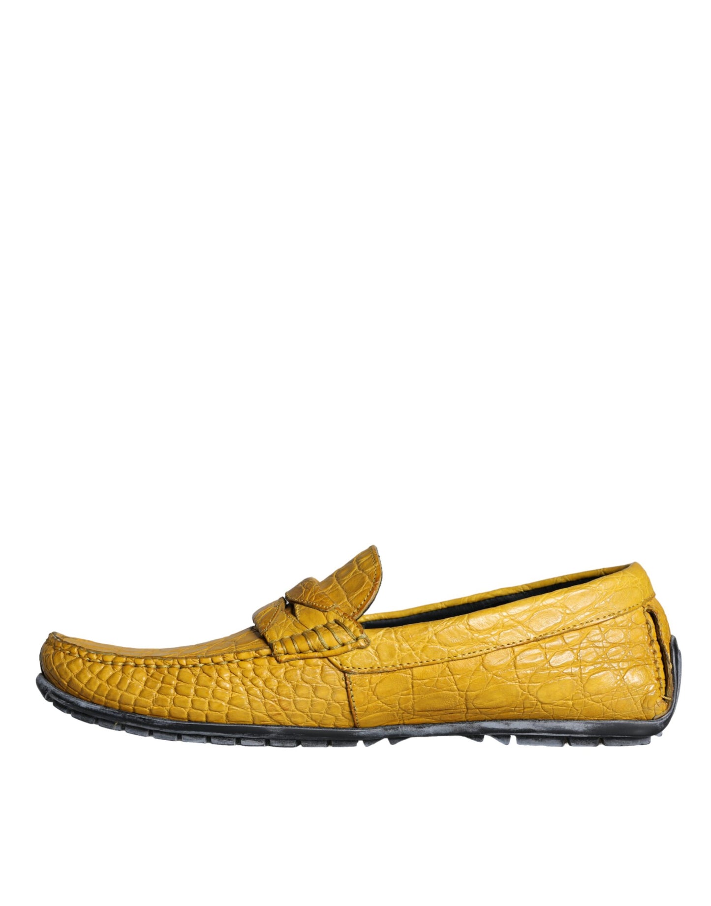 Gele leren slip mocassin loafers schoenen