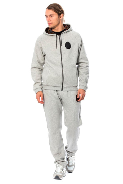 Elegante grijze katoenen sweatsuit met capuchon