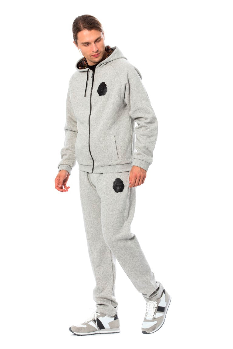 Elegante grijze katoenen sweatsuit met capuchon