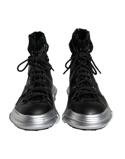 Black Nylon Galileo High Top Sneakers Shoes