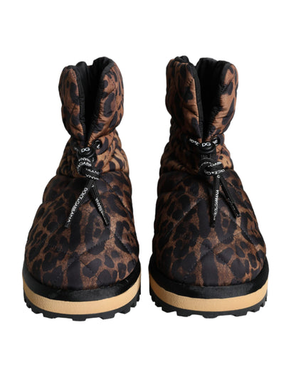 Brown Leopard Ankle Boots Padded Shoes