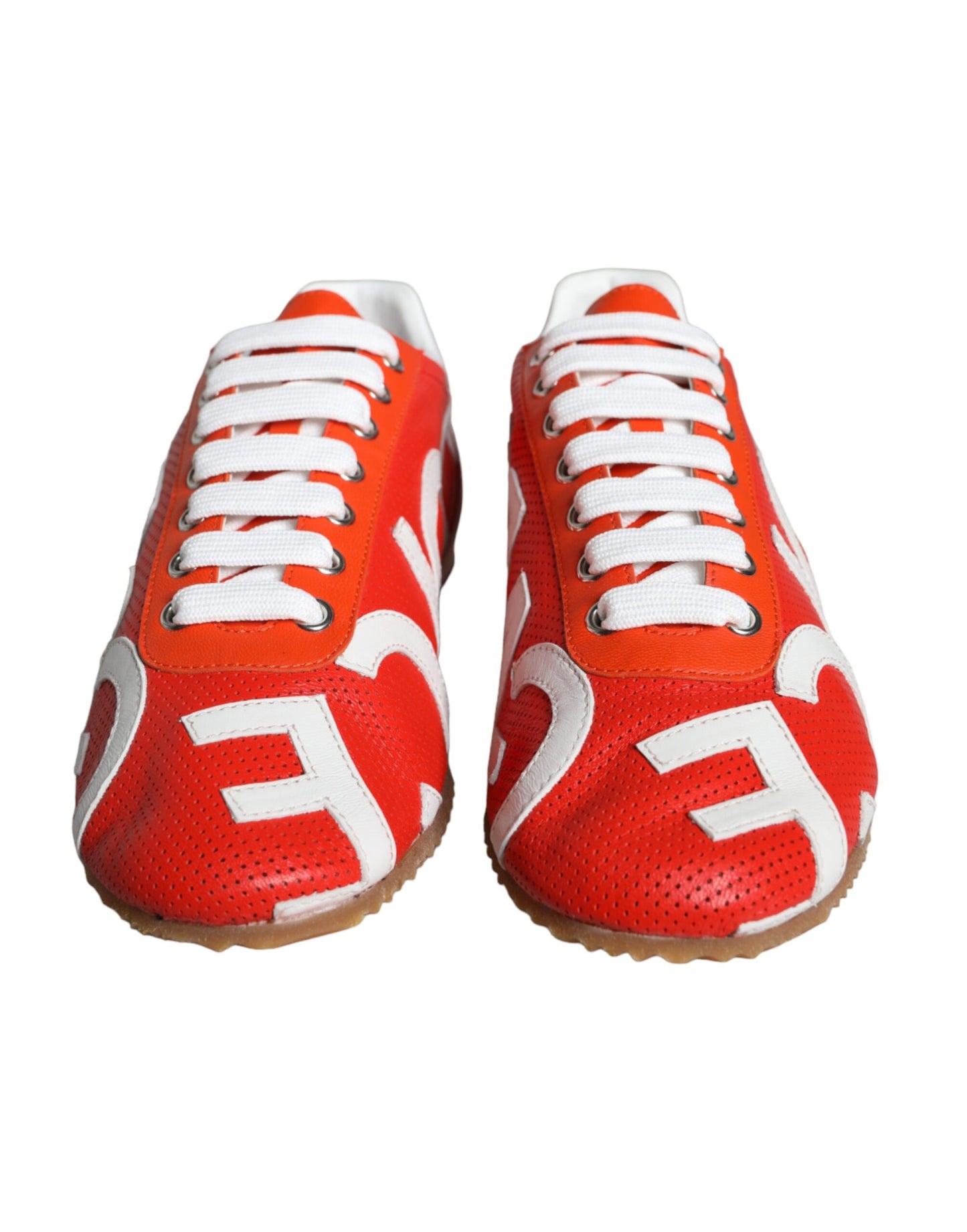 Rood Wit Leren Logo Casual Sneakers Schoenen