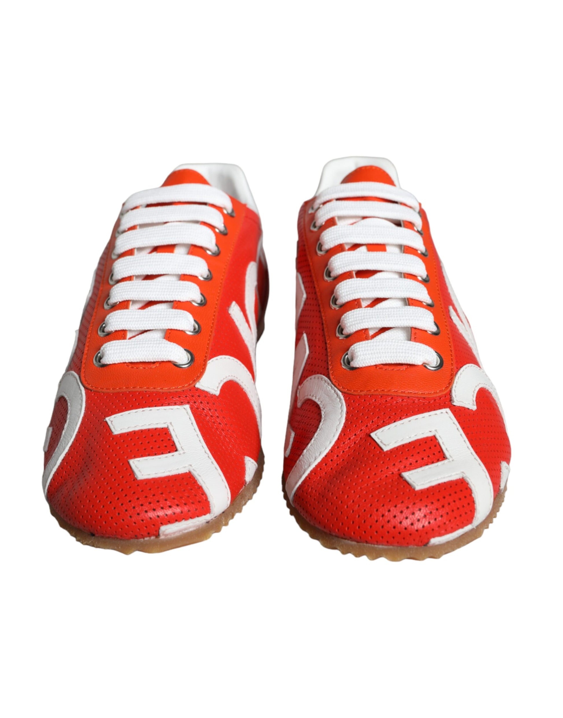 Rood Wit Leren Logo Casual Sneakers Schoenen