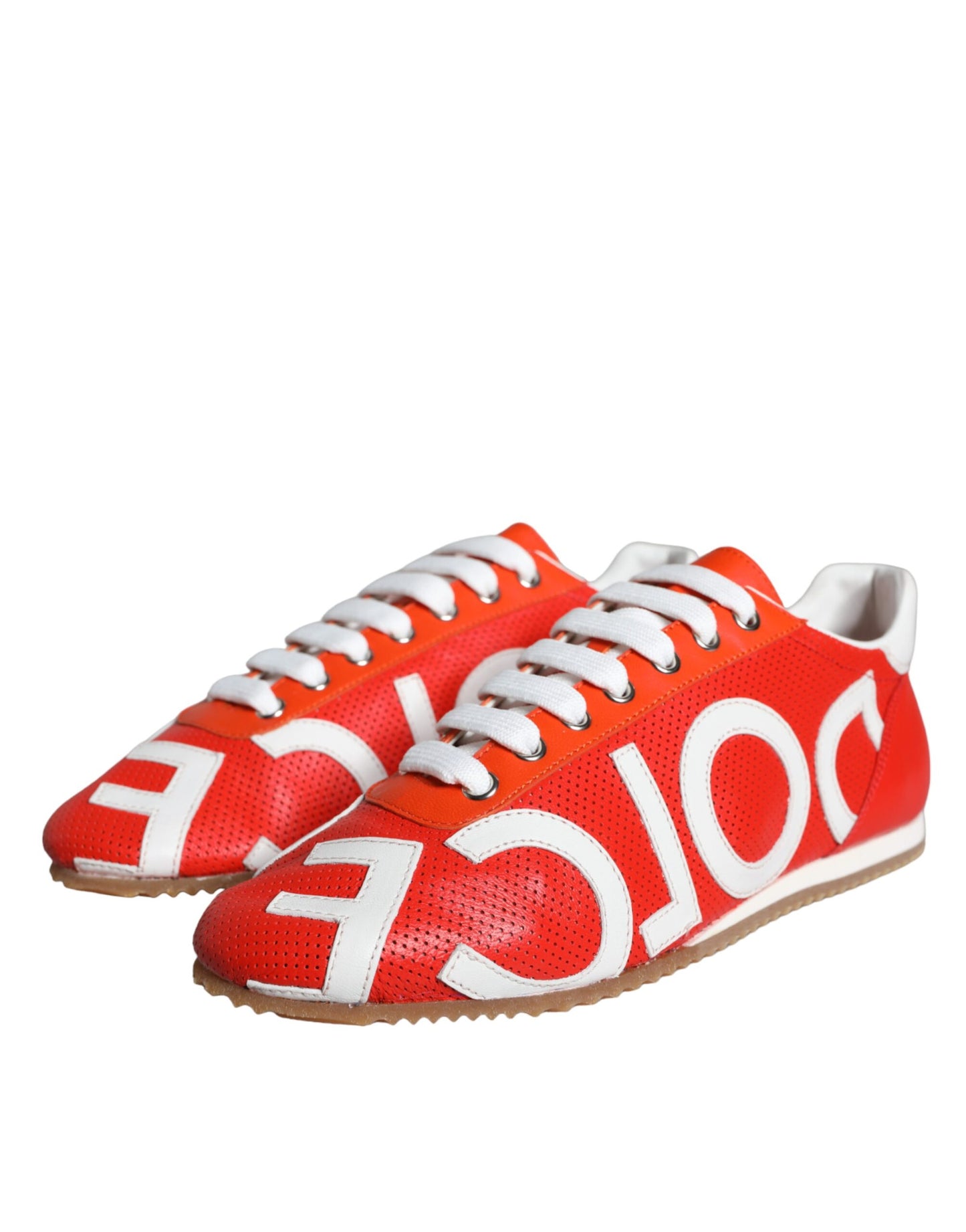 Rood Wit Leren Logo Casual Sneakers Schoenen