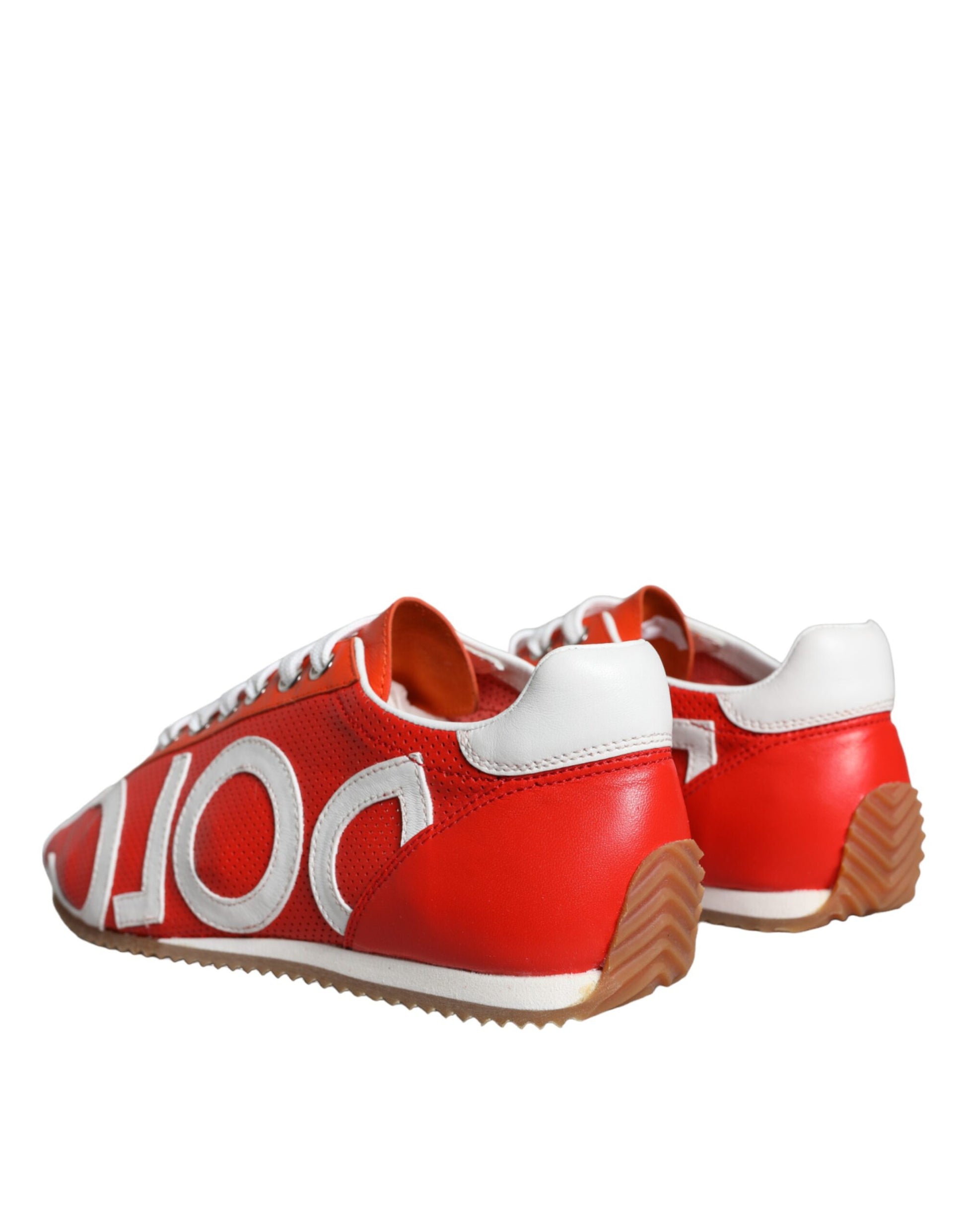 Rood Wit Leren Logo Casual Sneakers Schoenen