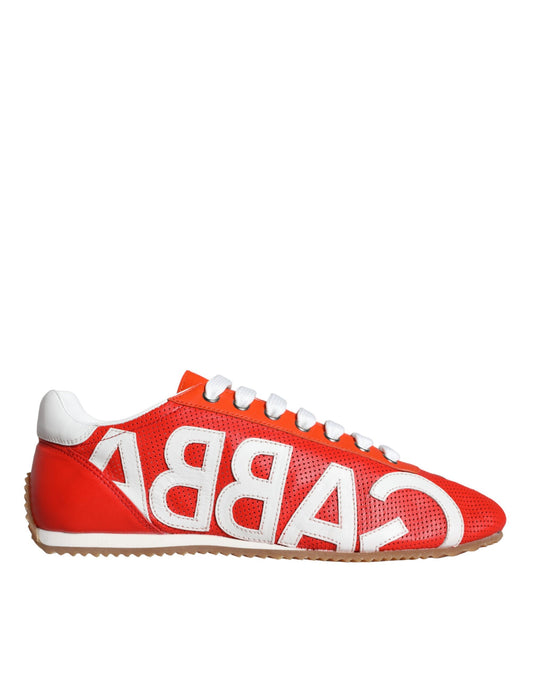 Rood Wit Leren Logo Casual Sneakers Schoenen