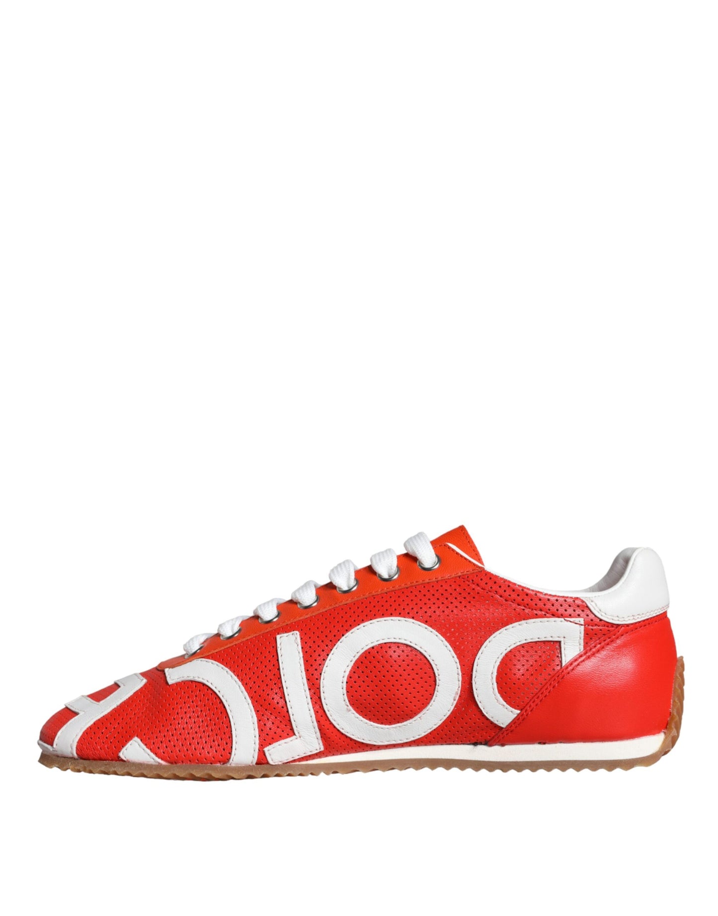 Rood Wit Leren Logo Casual Sneakers Schoenen