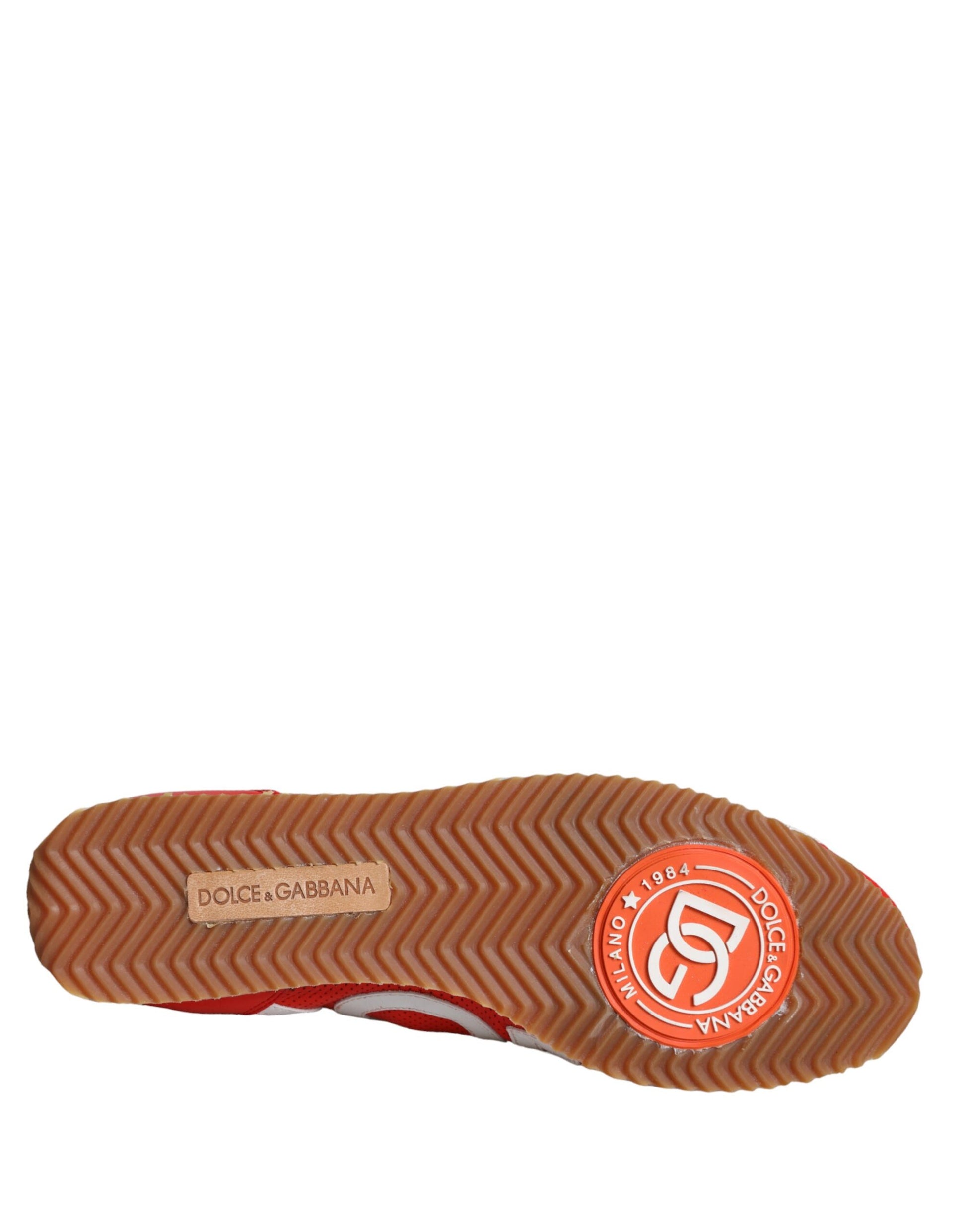 Rood Wit Leren Logo Casual Sneakers Schoenen