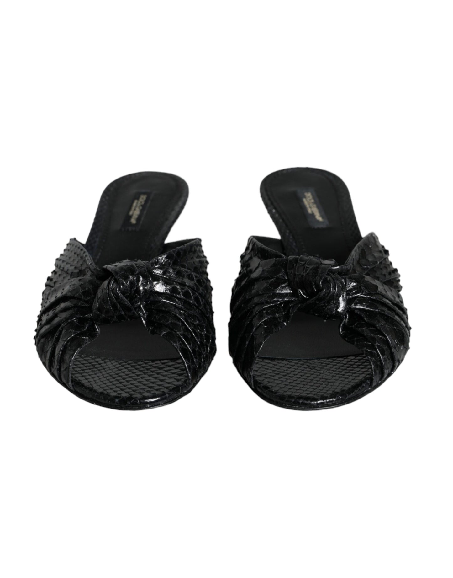 Zwarte leren hakken slippers sandalen schoenen