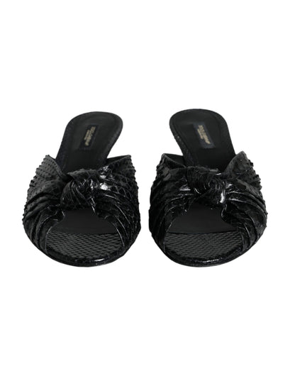 Zwarte leren hakken slippers sandalen schoenen