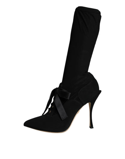 Zwarte Stiletto Hakken Mid Calf Laarzen Schoenen