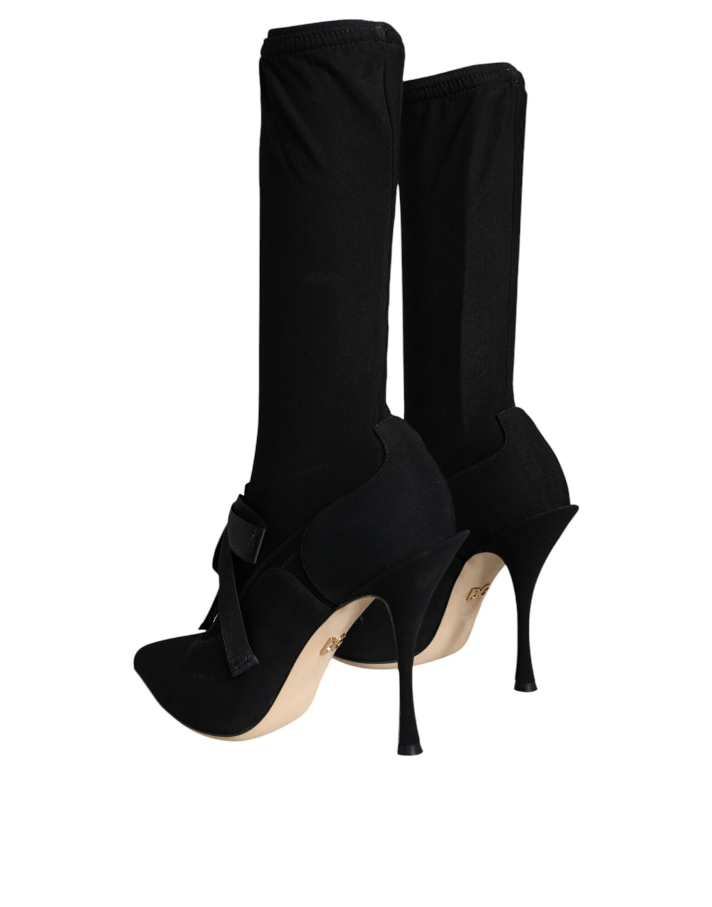 Zwarte Stiletto Hakken Mid Calf Laarzen Schoenen