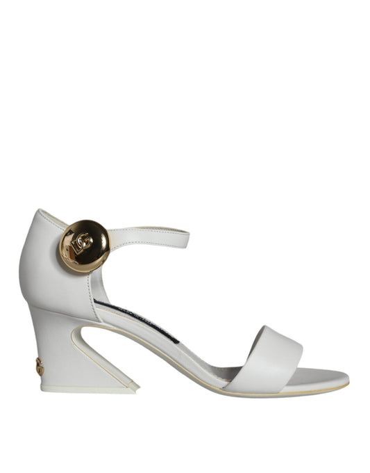 White Leather Heels Keira Sandals Shoes