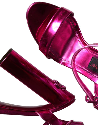 Fuchsia Leather Platform Logo Keira Sandals Shoes