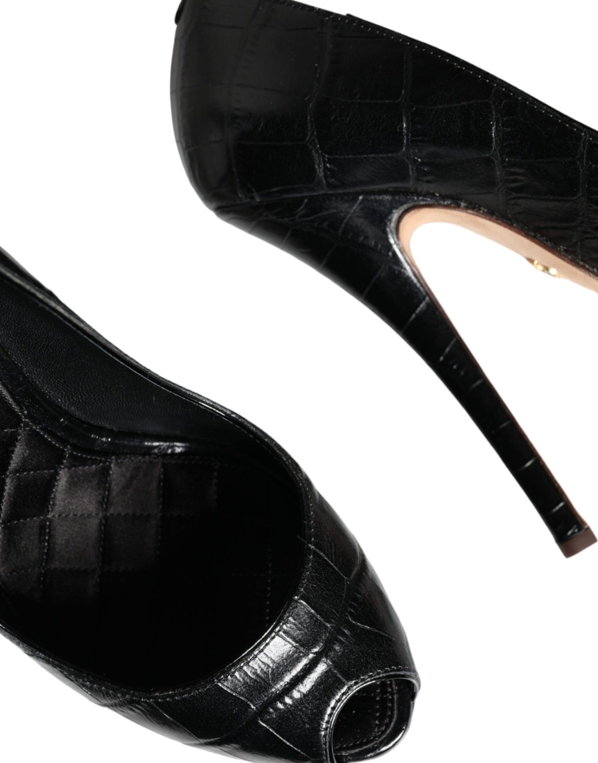 Zwarte leren platform hakken pumps schoenen