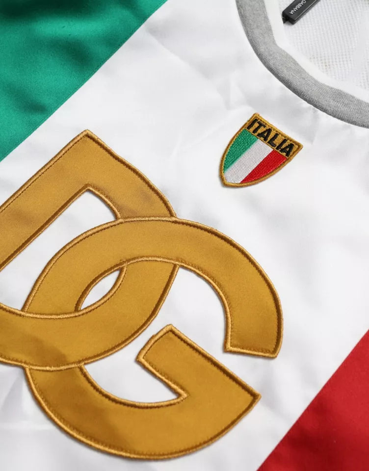 Wit Groen Mouwloos Topje Italiaanse Vlag Mand T-shirt