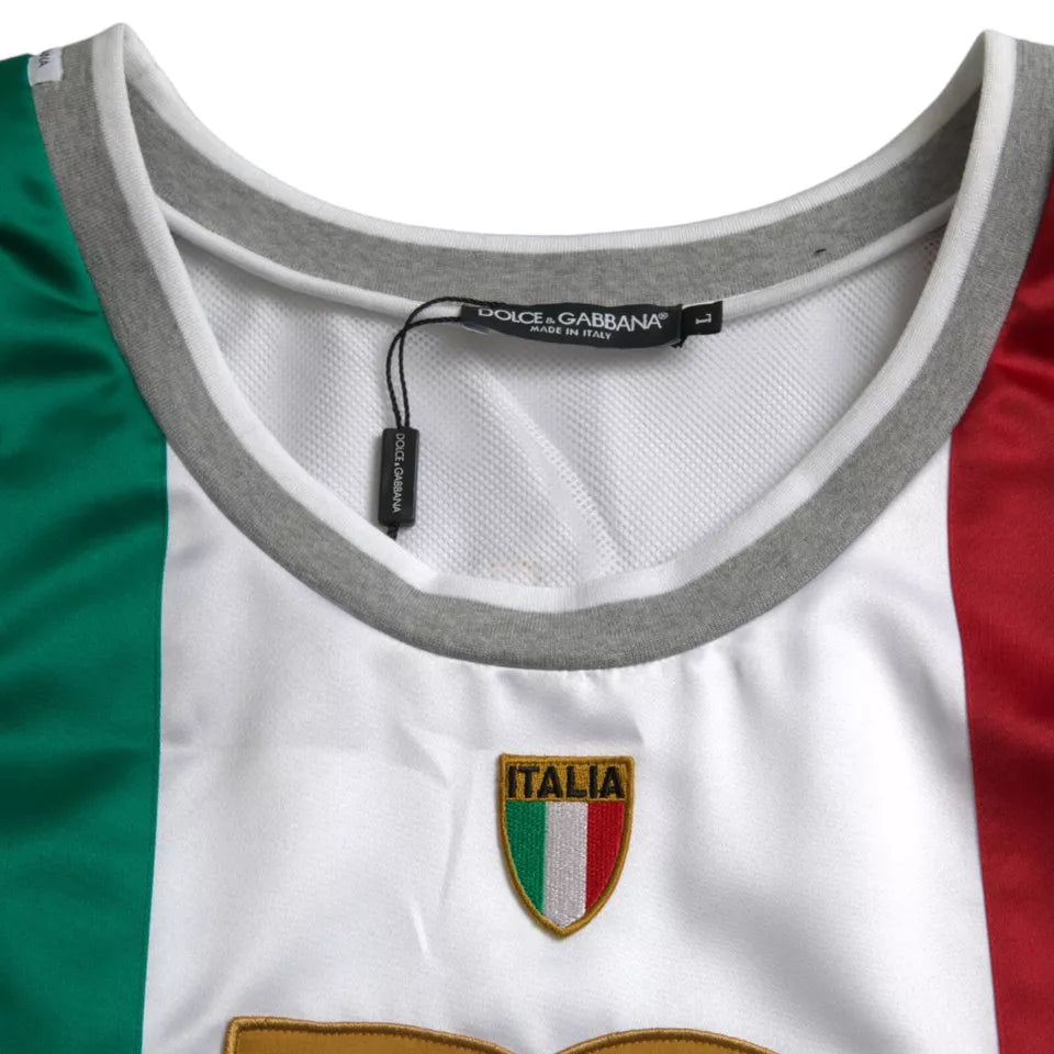 Wit Groen Mouwloos Topje Italiaanse Vlag Mand T-shirt