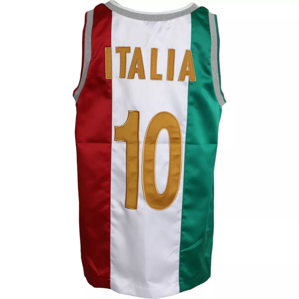 Wit Groen Mouwloos Topje Italiaanse Vlag Mand T-shirt